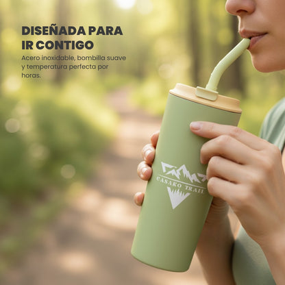 Vaso térmico 700 ml con bombilla Set de 2 Flow acero inoxidable