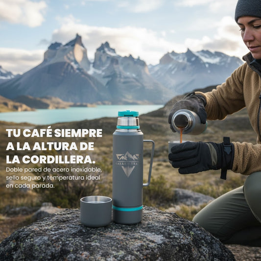 Termo térmico 1,2 L con asa acero inoxidable Gris Granito