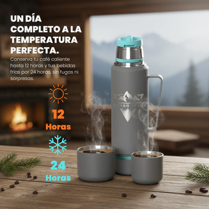 Termo térmico 1,2 L con asa acero inoxidable Gris Granito