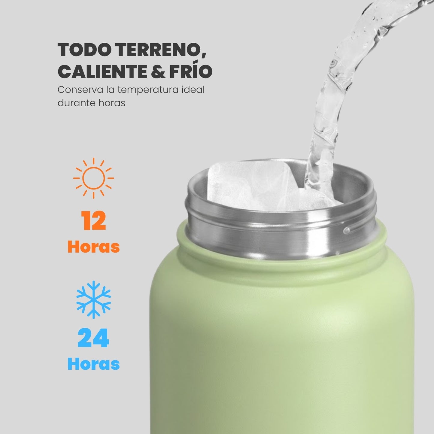 Botella térmica 1 L (950 ml) acero inoxidable Verde Salvia