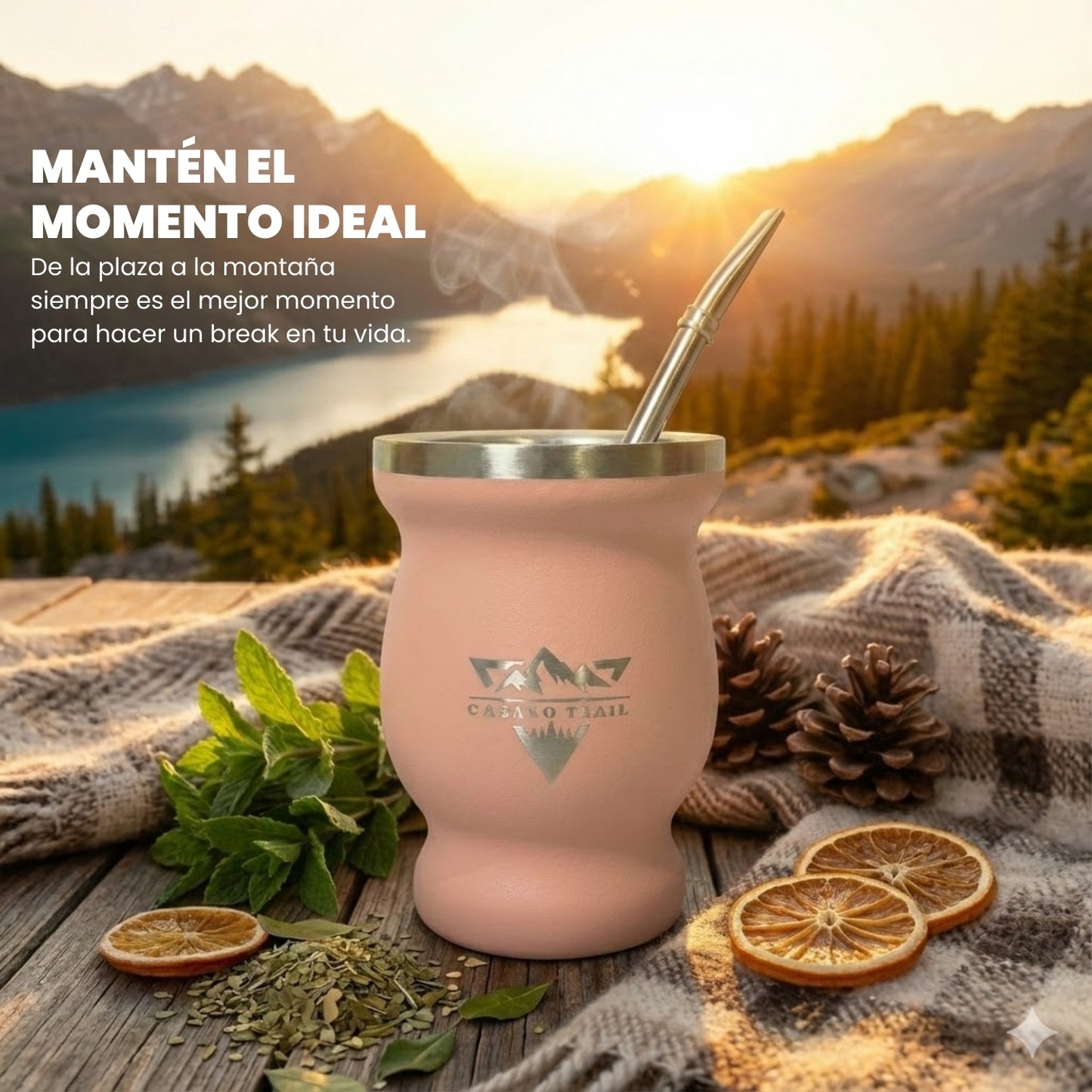 Vaso matero térmico 240 ml con bombilla acero inoxidable Set de 2