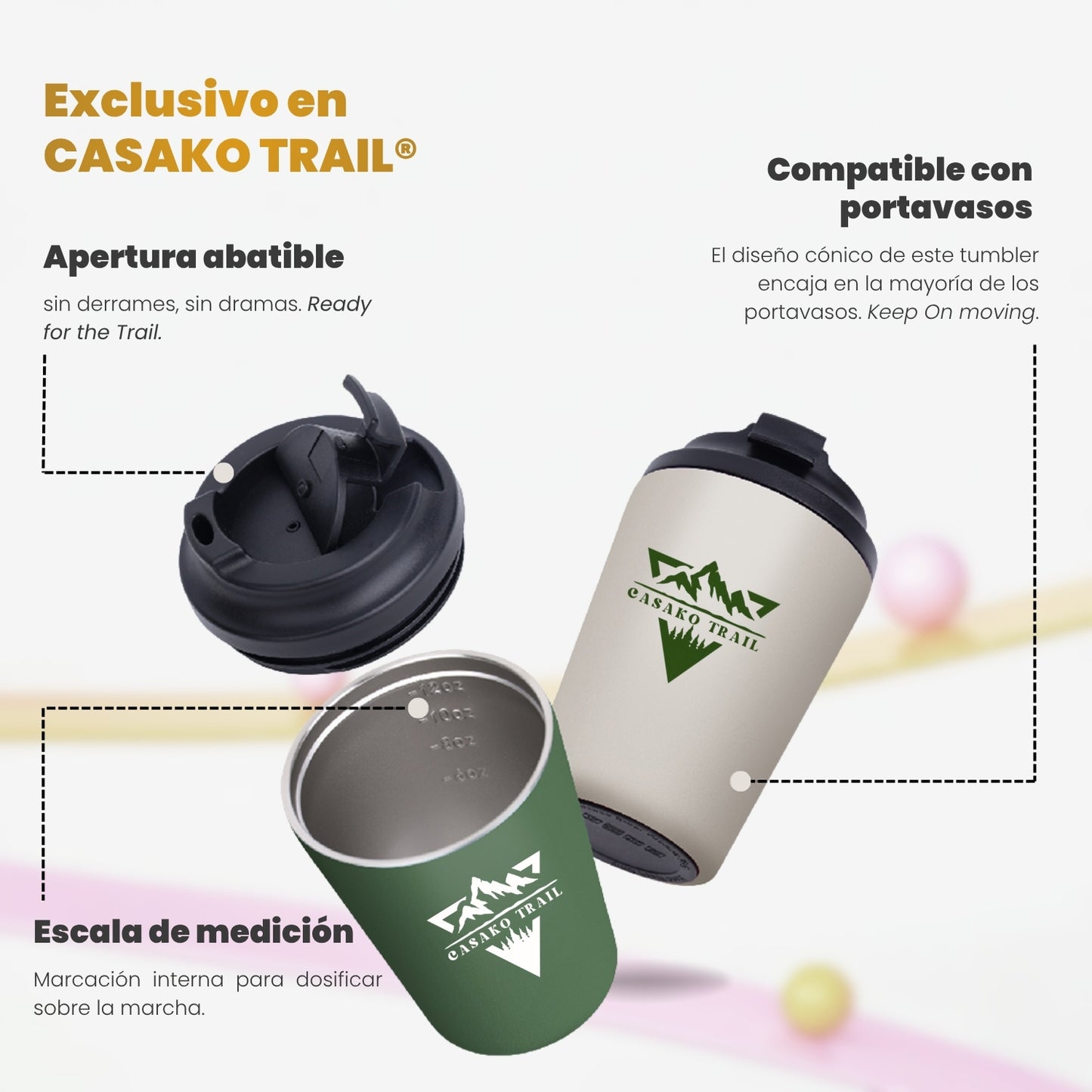Mug térmico 350 ml Set de 2 para café FlipSeal acero inoxidable