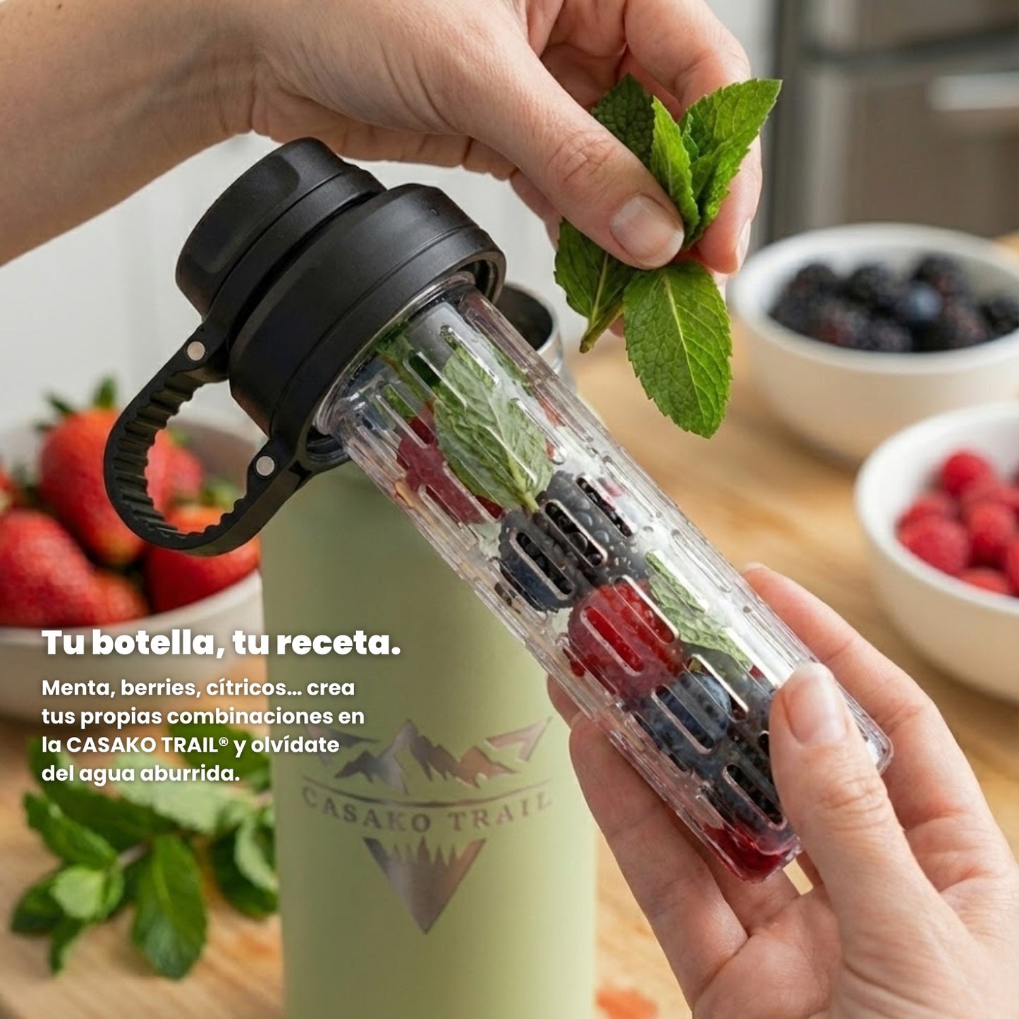 Botella térmica 1 L (950 ml) acero inoxidable Verde Salvia