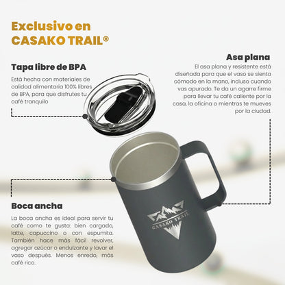 Mug térmico 350 ml Set de 2 Slide Lid acero inoxidable Negro Volcánico