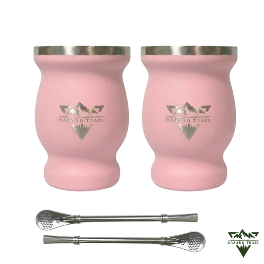 Vaso matero térmico 240 ml con bombilla acero inoxidable Set de 2