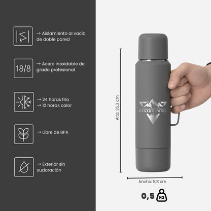 Termo térmico 1,2 L con asa acero inoxidable Gris Granito
