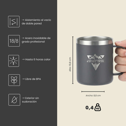 Mug térmico 350 ml Set de 2 Slide Lid acero inoxidable Negro Volcánico