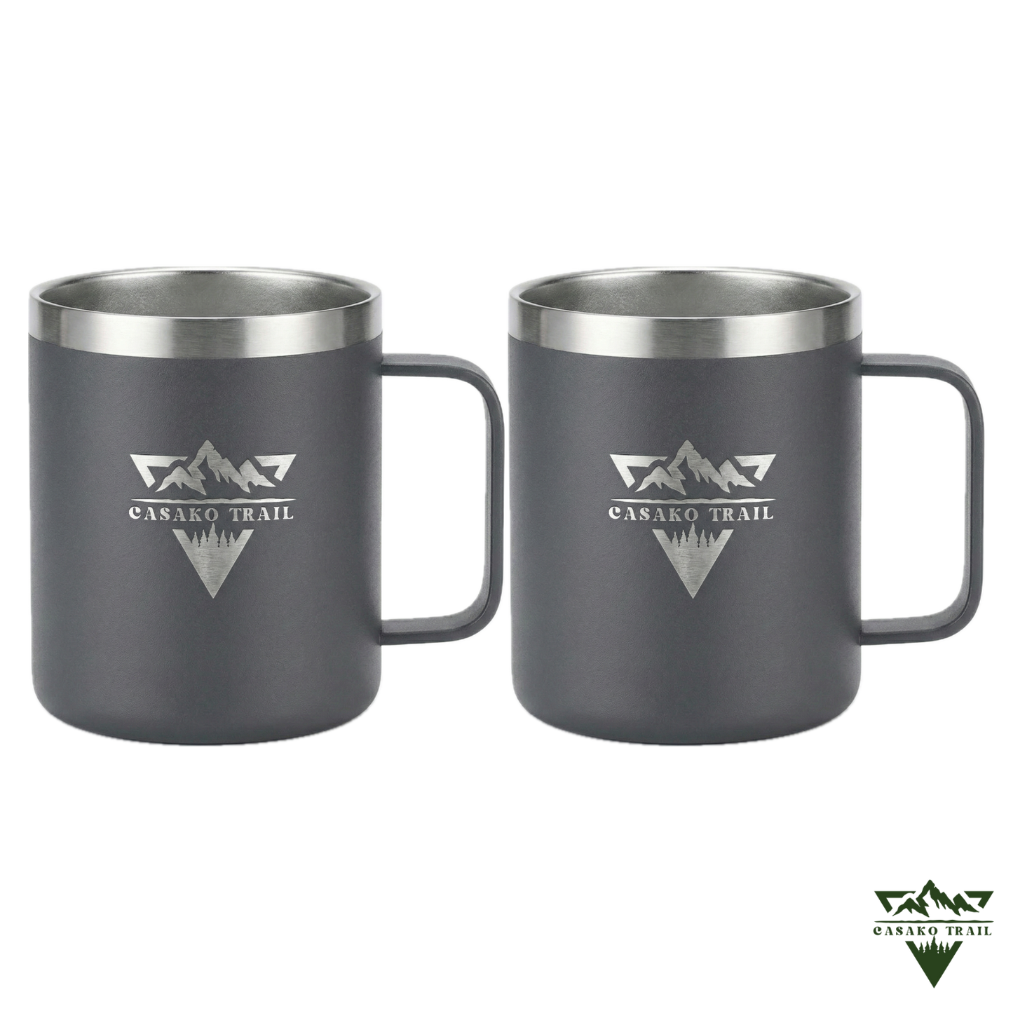 Mug térmico 350 ml Set de 2 Slide Lid acero inoxidable Negro Volcánico